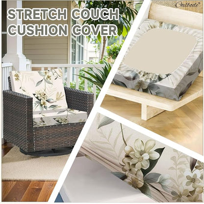 CALBODE 12 Pcs Stretch Indoor/Outdoor Seat Cushion Covers, - Image 3