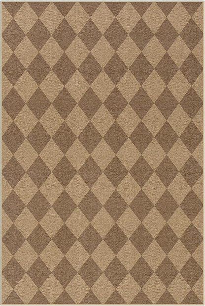 Lahome Checkered Easy Jute Outdoor Patio Rug, 6x9 Living Room Rugs Washable | - Image 8
