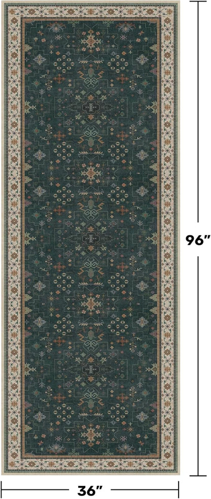 Dark Green 3x8 Wide Hallway Runner Rug - Image 2