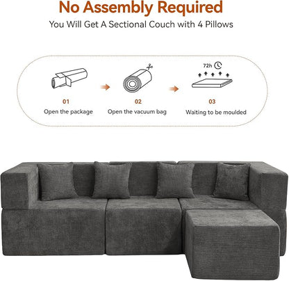 MONVANE 103'' Modular Sectional Sofa, Comfy Chenille Cloud Couch - Image 7