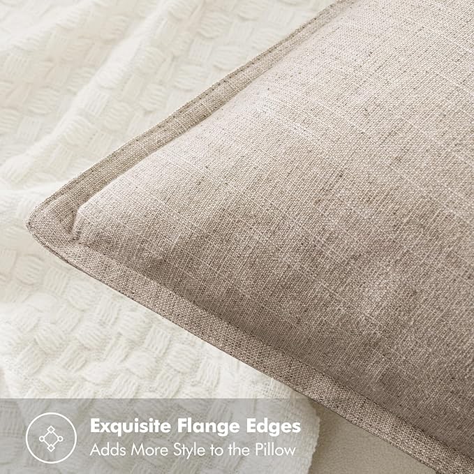 MIULEE Decorative Linen Lumbar Pillow Cover 12x20 Inch Natural Linen | Boho - Image 5