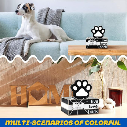 Pinkunn 4 Pcs Dog Paw Tiered Tray Decor Paw Wooden Book Block - Image 7