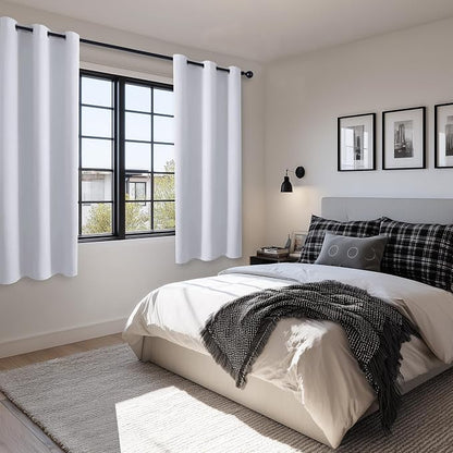 Room Darkening Curtains for Bedroom 2 Panels Greyish White, Energy Saving - Image 6