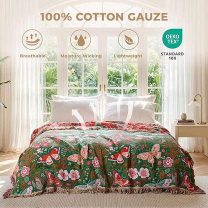LUTBM Boho Throw Blanket for Bed Cotton Summer Blankets for Bedroom Living Room - Image 2