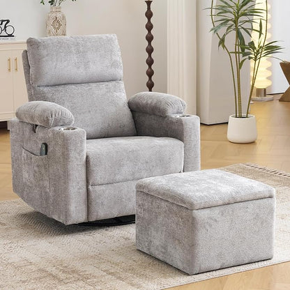 Oversized Power Recliner Chair Swivel Glider by Rhevoy
