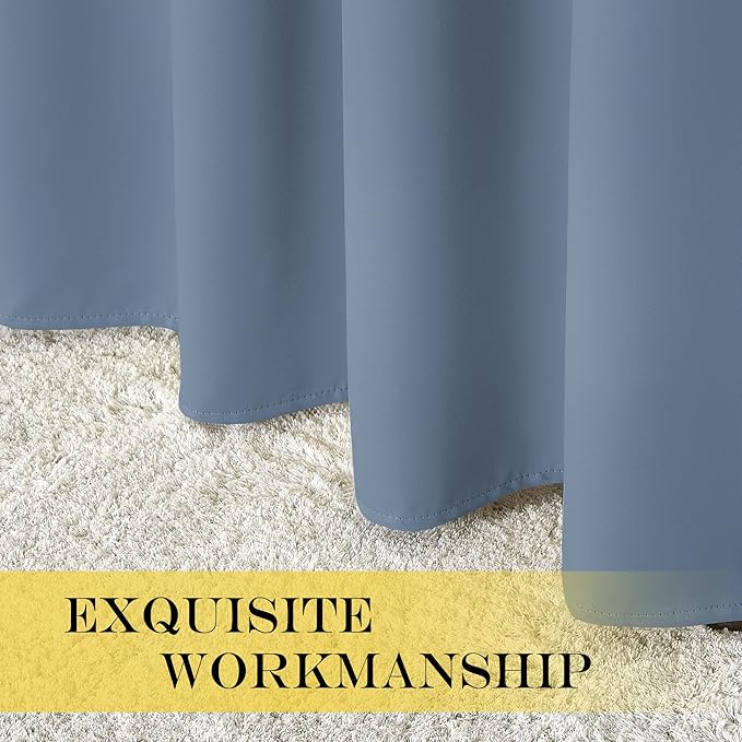NICETOWN Blackout Stone Blue Curtain 102 inches Length, Grommet Thermal - Image 7