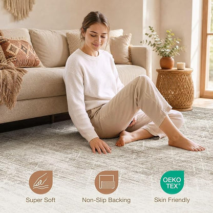 cotiled Boho 8x10 Area Rugs for Living Room: Large Moroccan Washable Rug | - Image 7