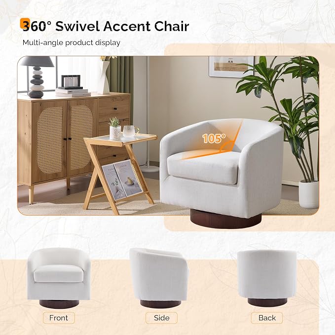 VINGLI 360°Swivel Accent Chair - Image 5