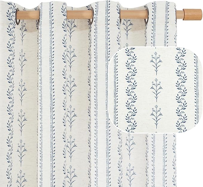 BGment Navy Blue Vintage Floral French Country Curtains 84 Inch Length by BGment