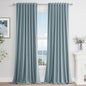 Blue 100% Blackout Linen Curtains 144 Inch Length 2 Panels Set by Guken