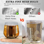 Tea Infusers for Loose Tea, Extra Fine Mesh Tea Strainers, 18/8 Stainless Steel Loose Leaf Tea Steeper Tea Diffusers with Extended Chain Hook and Drip Tray 1 Pack