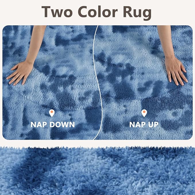 2x3 Tie-dye Dark Teal Area Rug Washable Non-Slip - Image 9