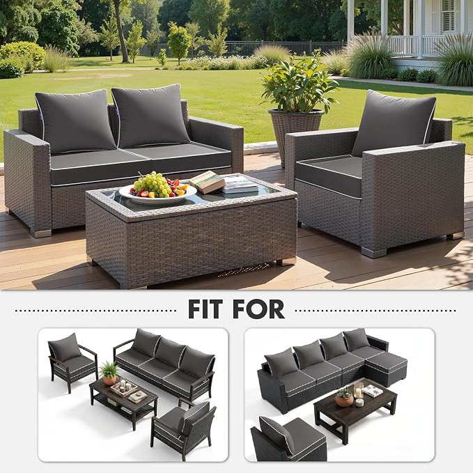 MIULEE Dark Grey Outdoor Seat Cushion 22x24 Inch Waterproof & 3 Year Fade - Image 5