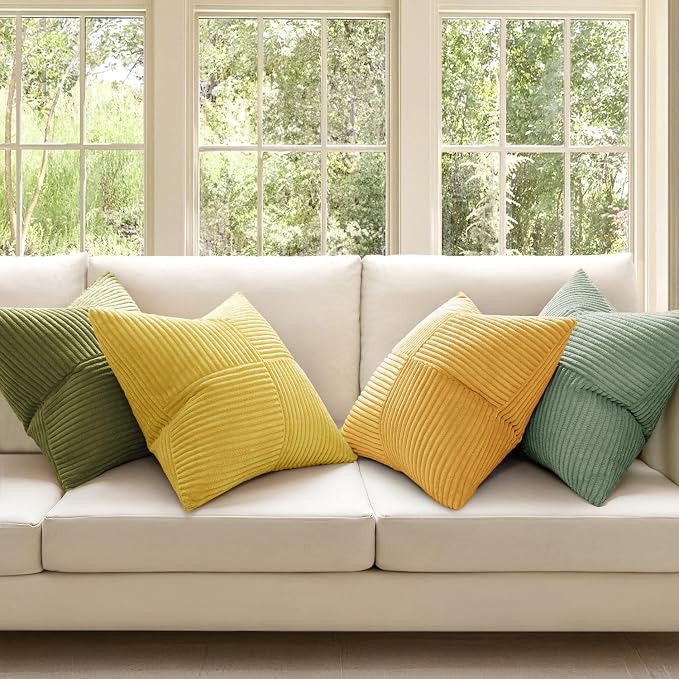 MIULEE Boho Farmhouse Spring Decorative Throw Pillow Covers 20x20 Inch 4 Packs - Image 2