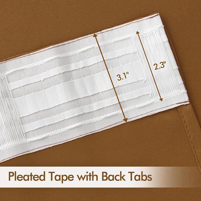 MIULEE Golden Brown Back Tab Blackout Curtains 52x96 Inch Long 2 Panels Set | - Image 4