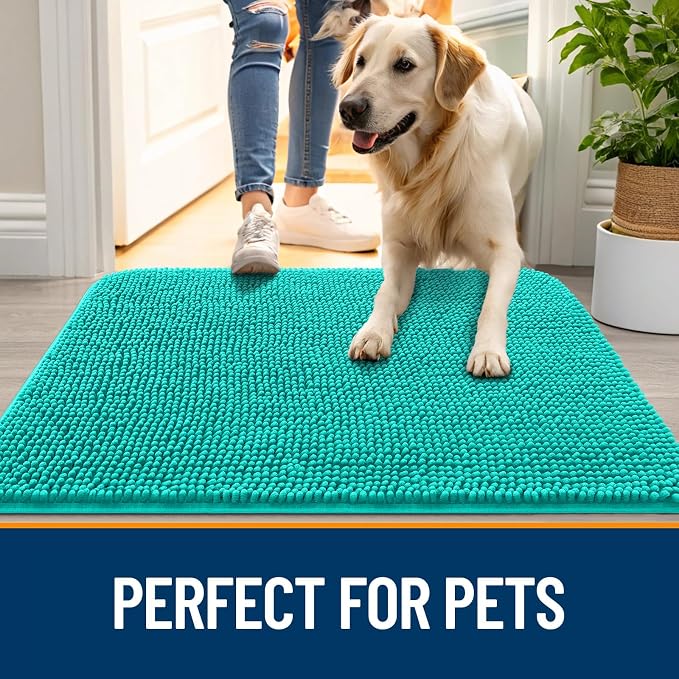OLANLY Dog Door Mat for Muddy Paws 47x24, Super Absorbent Chenille Mud Mat | - Image 6