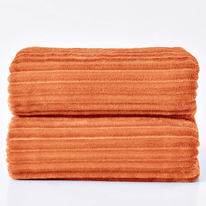 BEDELITE Ribbed Jacquard Burt Orange King Size Blanket - Image 9