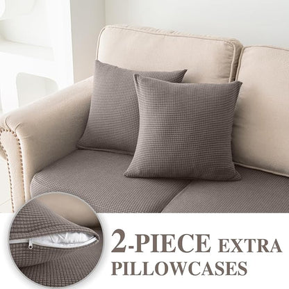 LA MEACK Couch Cushion Covers for Sectional Sofa L Shape Washable Separate Seat - Image 3