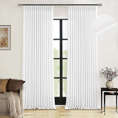 Extra Long Snow White Pinch Pleated 132 Inch Linen Curtains | Memory Training - Image 7
