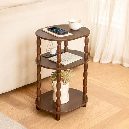 MaxSmeo Small Side Table with Charging Station, 3-Tier Small End Table with USB - Image 2