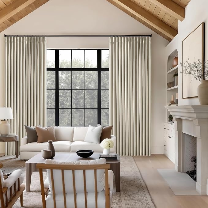 Burlywood Birch 100% Blackout Pinch Pleated Linen Curtains 105 Inches Long | - Image 7