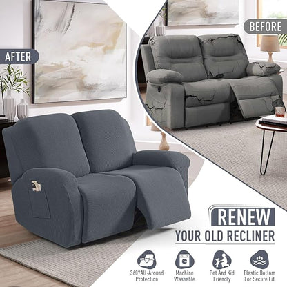 TAOCOCO Recliner Loveseat Slipcover, 6 Pieces Dual Recliner Sofa Covers - Image 5