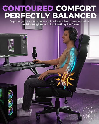 GTPLAYER Gaming Chair with Footrest, Big and Tall Game Chair 350lb Racing Style - Image 5