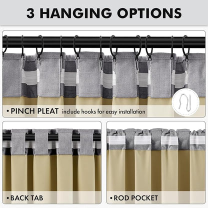 MIULEE 100% Blackout Linen Curtains 42 x 96 Inch Glacier Gray 2 Panels | - Image 5