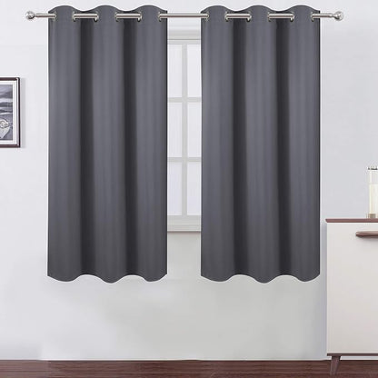 Grey Thermal Blackout Curtains/38 x 63 Inch/Set of 2 Panels Room Darkening by Lemomo