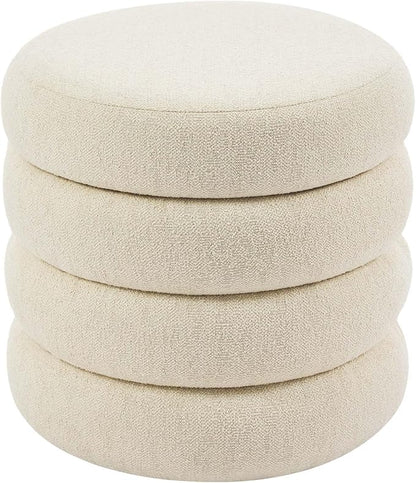 Flouki 19.5" Storage Ottoman Round, Vanity Stools by Flouki