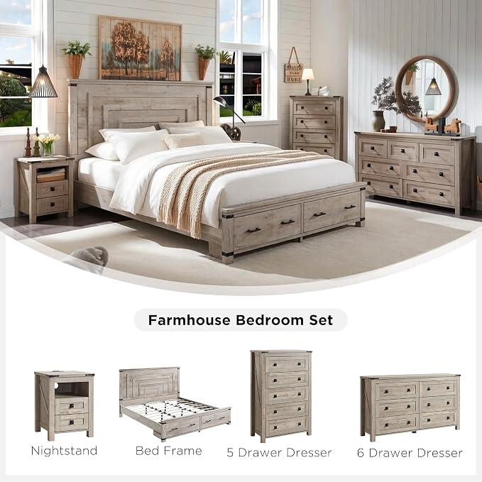 T4TREAM Farmhouse 6 Drawers Dresser - Image 6