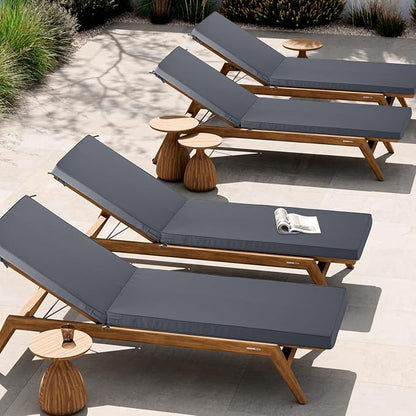 Outdoor Chaise Lounge Cushion Set of 2, Fadesafe Water-Repellent Lounge Deck - Image 8