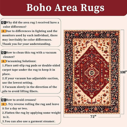 SERISSA 6x9 Washable Non Slip Boho Area Rug - Image 2