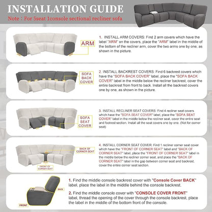 100% Waterproof Sectional Recliner Couch Covers - Image 7