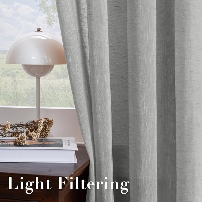 H.VERSAILTEX Linen Curtains Nickel Grommet Natural Linen Semi-Sheer Curtains 2 - Image 7