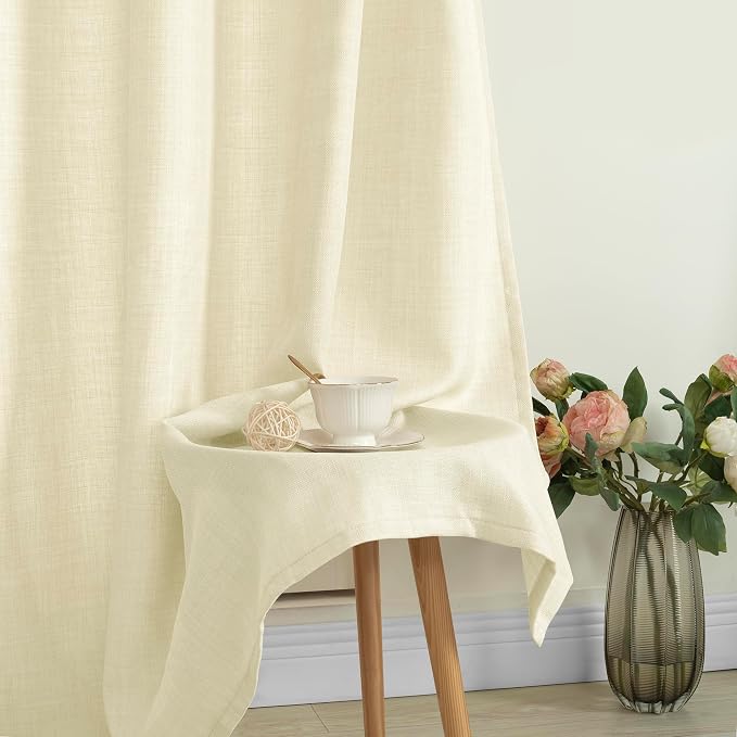 Light Beige Linen Curtains 95 Inches Long - Image 8