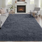 Area Rug Living Room Bedroom: 4x6 Fluffy Plush Shag Carpet Grey | by Luxturiy