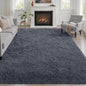 Area Rug Living Room Bedroom: 6x9 Fluffy Plush Shag Carpet Grey | by Luxturiy