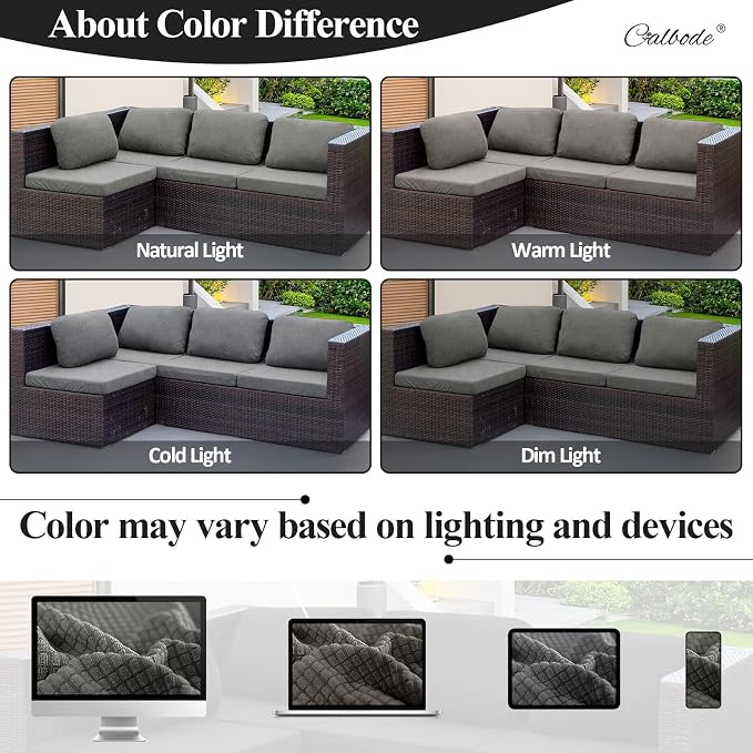 CALBODE 8Pcs Outdoor Stretch Cushion Covers, Waterproof Outdoor Chair Cushion - Image 5