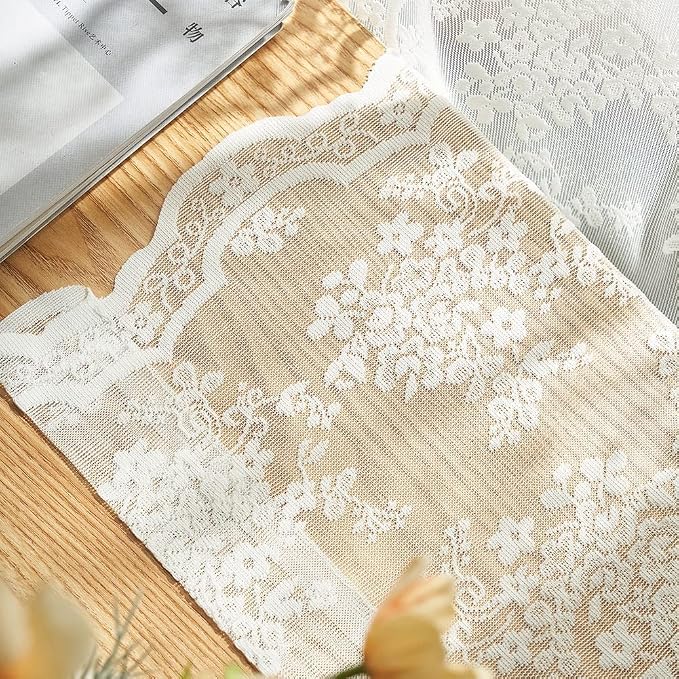 YJ YANJUN Vintage Lace Curtains 108 inches Long 2 Panels Set French Country - Image 6