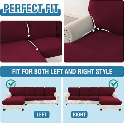 H.VERSAILTEX Sectional Couch Covers 8 Pieces Stretch Sofa Covers - Image 5