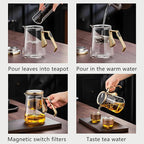 25.4oz Magnetic Glass Teapot Set with 60.9oz Cast Iron Tea Kettle for Stovetop, Small Enchanted Brewing Tea Pot, Witchcraft Magic Borosilicate Tea Set with Strainer for Loose Leaf