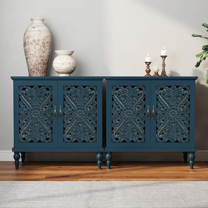 ARTPOWER Accent Cabinet with 2 Doors, Vintage Carved Wood Storage Cabinet by PowerofArtBetterforLife