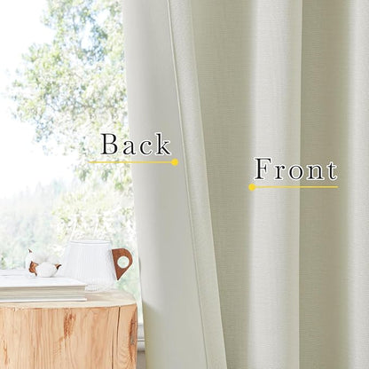 NICETOWN Thick Faux Linen Bedroom Curtains 108 inches Long, Room Darkening Dual - Image 5