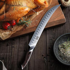 Carving Slicing Knife, 10 Inch Japanese High Carbon Steel Brisket Knife with Ergonomic Pakkawood Handle, Razor Sharp Curved Butcher Breaking Knives for Meat Cutting