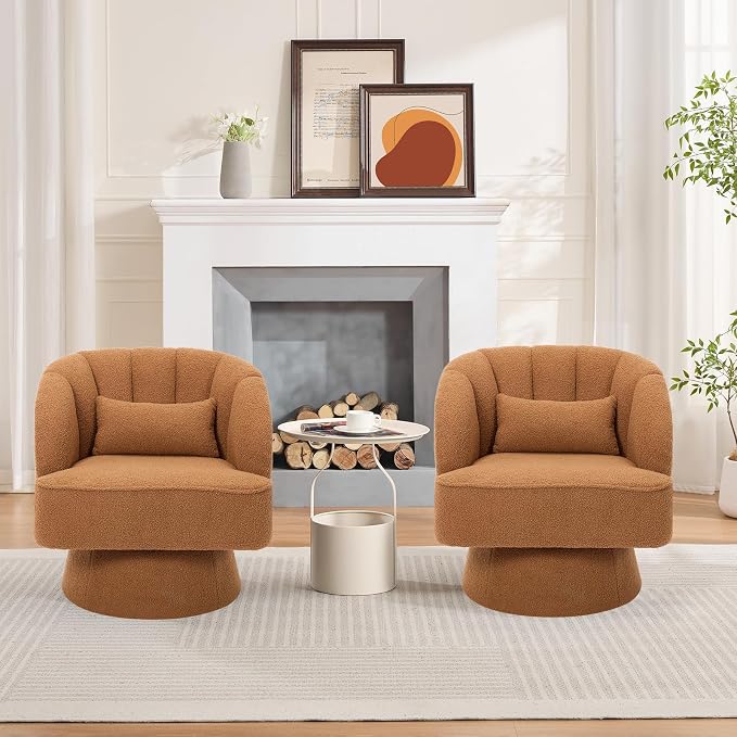Garvee Ultra-Plush Swivel Accent Chair, 360° Barrel Lounge Chair - Image 2