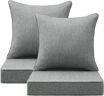 Outdoor Deep Seat & Back Cushion Set, 24 x 24 Inch Water Repellent and Fade by Supflourishia