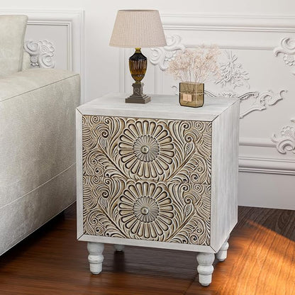 HOMPUS 2-Drawer Farmhouse Nightstand, Fully Assembled Boho Night Stand - Image 3