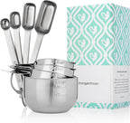 Premium 304 Stainless Steel Measuring Kit - 8-Piece Essential Cups and Spoons for Everyday Use, Stackable & Durable