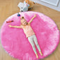 duduta Hot Pink Faux Fur Sheepskin Round Rug 4x4 ft, Fluffy Shag Circle Rug | by duduta